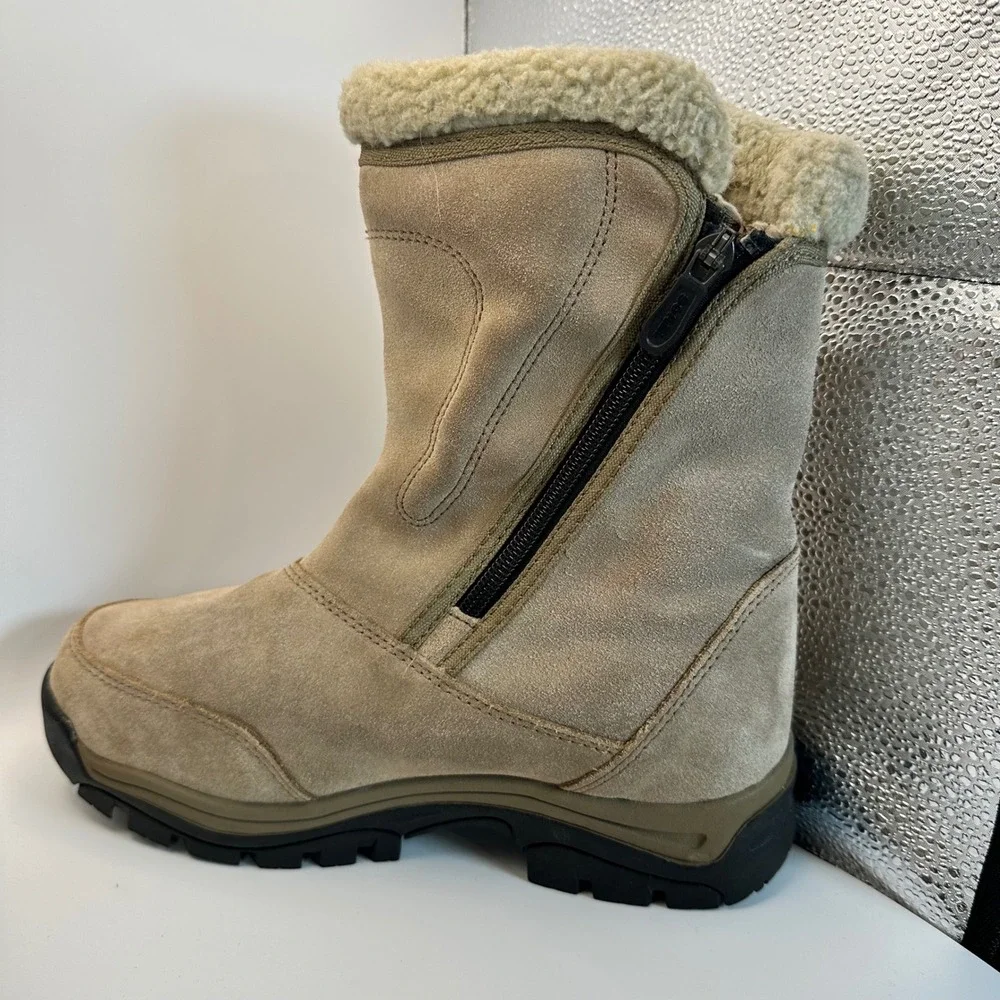 Sorel Waterproof Winter Boots Women 9 Tan Suede Faux Fur Gorpcore Outdoor 8174